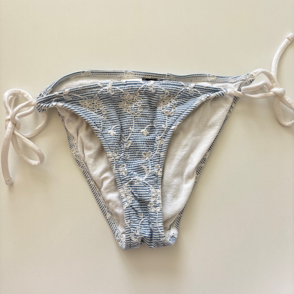 Ralph Lauren Rugby Blue Stripe Embroidered Bikini Swim Bottom